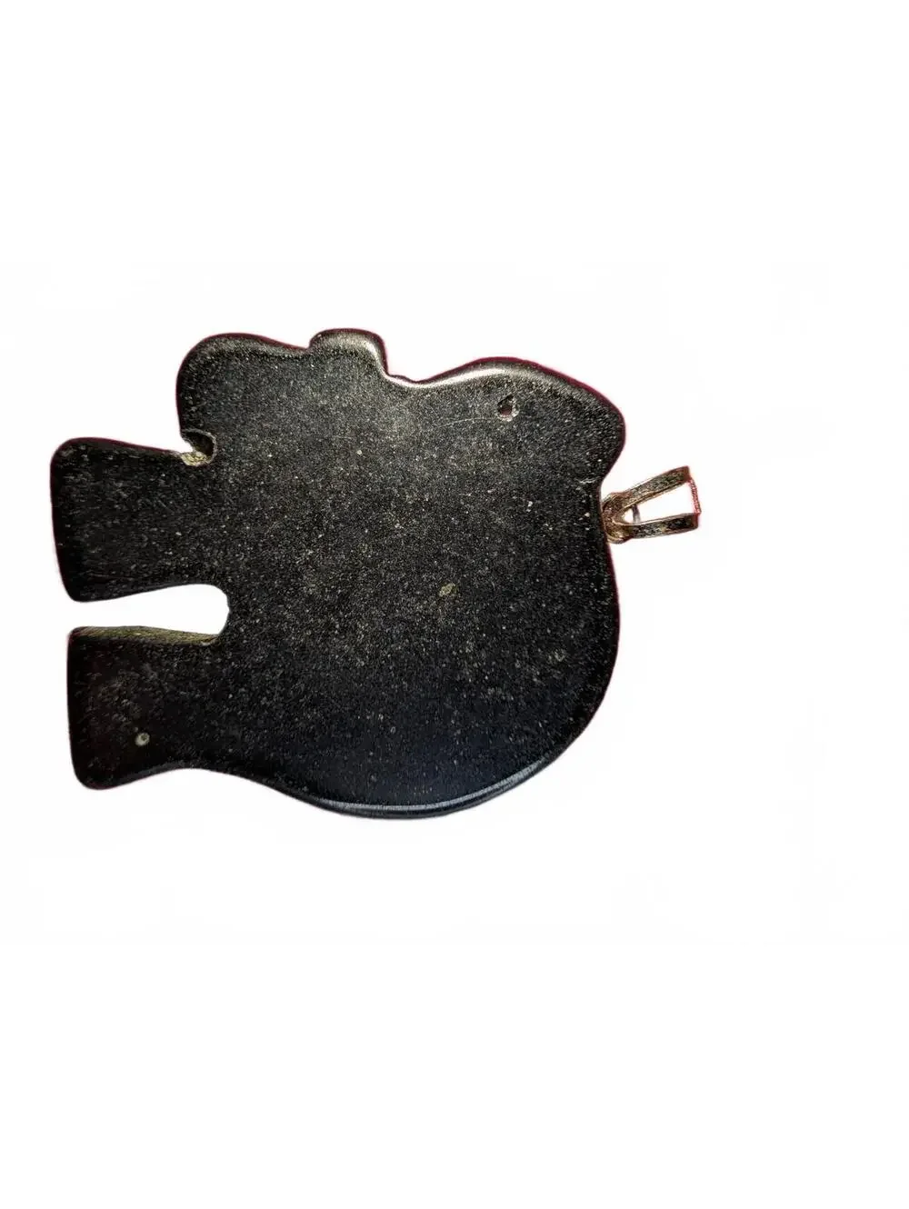 Vintage Black onyx Elephant Pendant with Metal Inlay damage